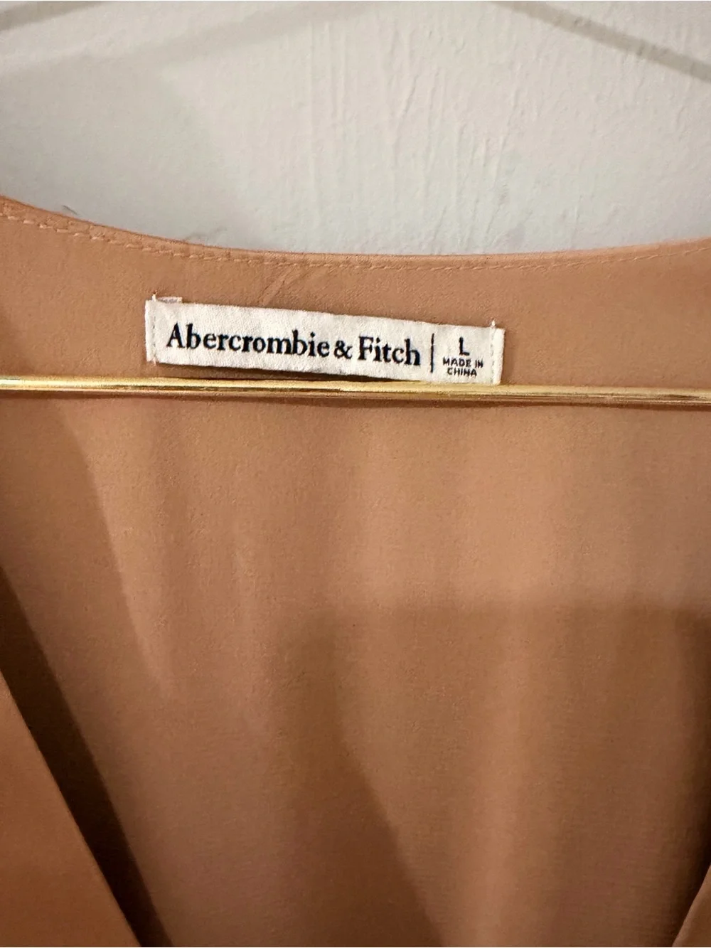 Abercrombie & Fitch Copper-Tone Satin V-Neck Blouse - Picture 2 of 3